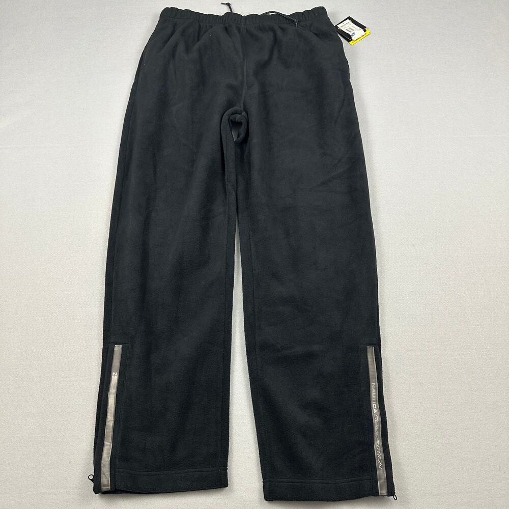 Nautica Competition Pants Men XL Black Fleece Spell Out Sweatpants Y2K Deadstock